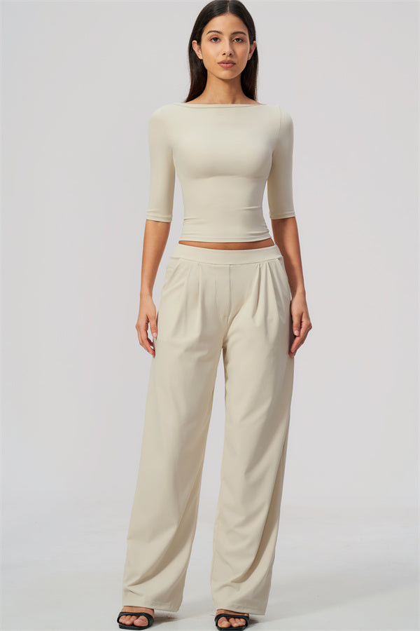 The Flow Motion Half-Sleeve T-Shirt Straight Leg Pants 2-Piece Set