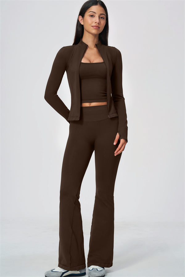 The Wanderlust Jacket Tank Top Flared Leggings 3-Piece Set