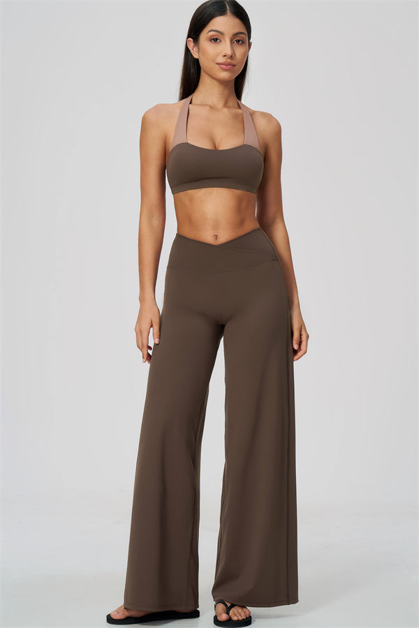 The Soiree Halter Sports Bra Straight Leg Pants 2-Piece Set