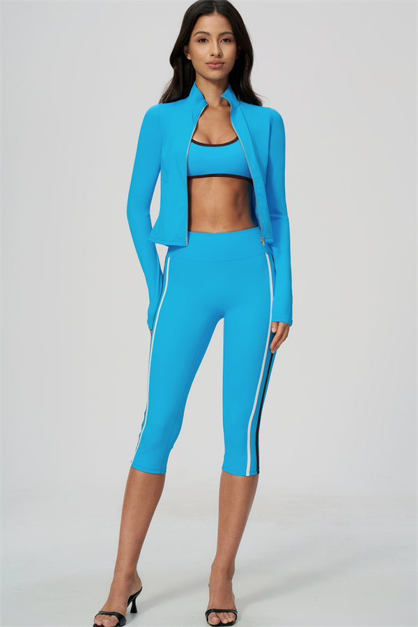 The Chisel Jacket Sports Bra Capri Leggings 3-Piece Set