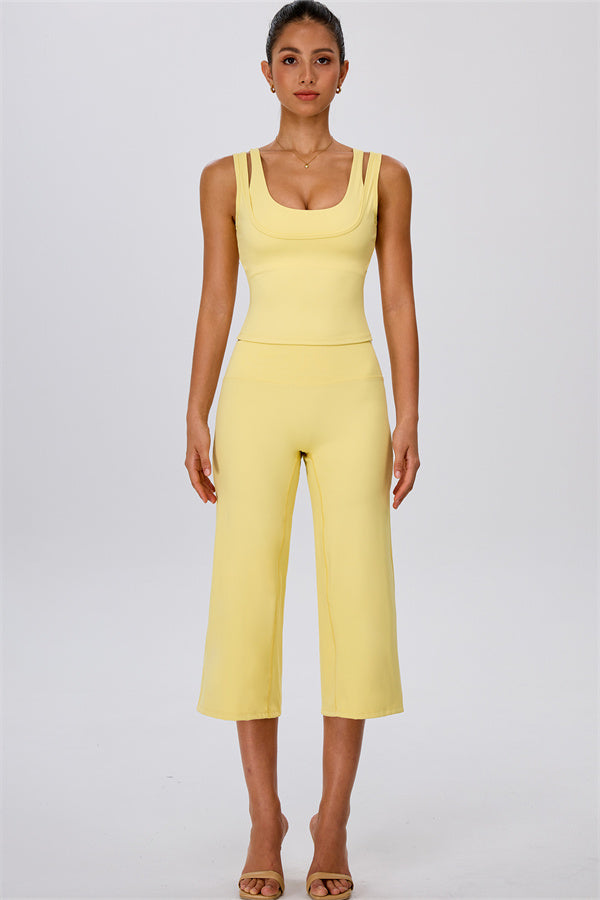 The Energize Double Strap Tank Top Wide Leg Crop 2-Piece Set