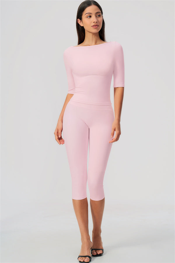 The Flow Motion Half-Sleeve T-Shirt Capri Leggings 2-Piece Set