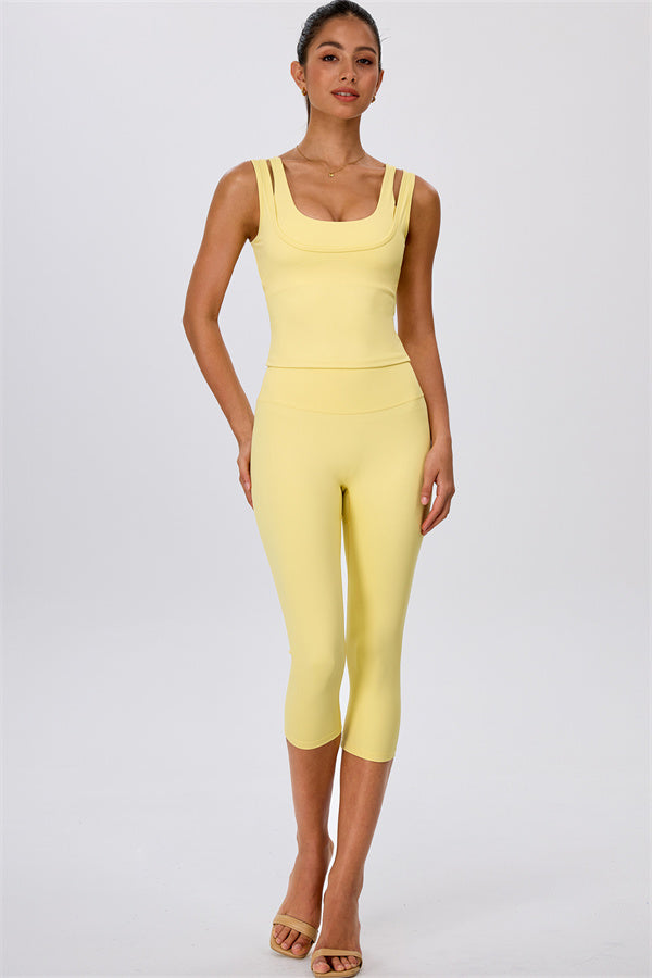 The Energize Double Strap Tank Top Capri Leggings 2-Piece Set