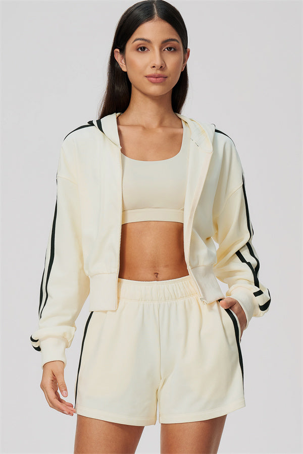 The Tryst Hoodie Sports Bra Shorts 3-Piece Set